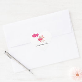 Cute Teddy Valentines Day Stickers Hjärtformat Klistermärke