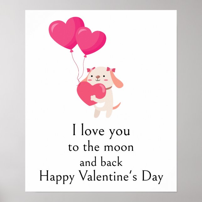 Cute Teddy Valentines Day Wall Art Poster (Framsidan)