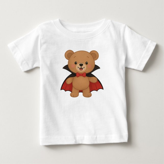 Cute Teddy Vampire Adorable Halloween Design T Shirt (Framsida)
