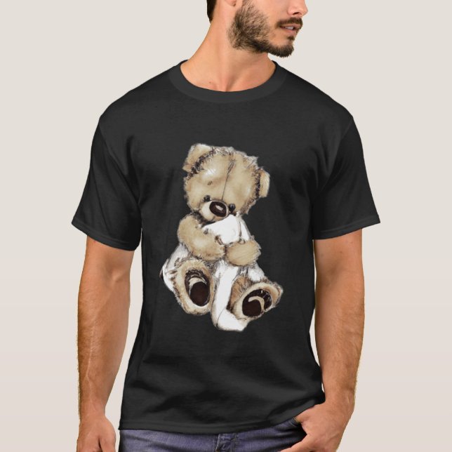 Cute teddy with blanket teddy bear with cuddly bla t shirt (Framsida)