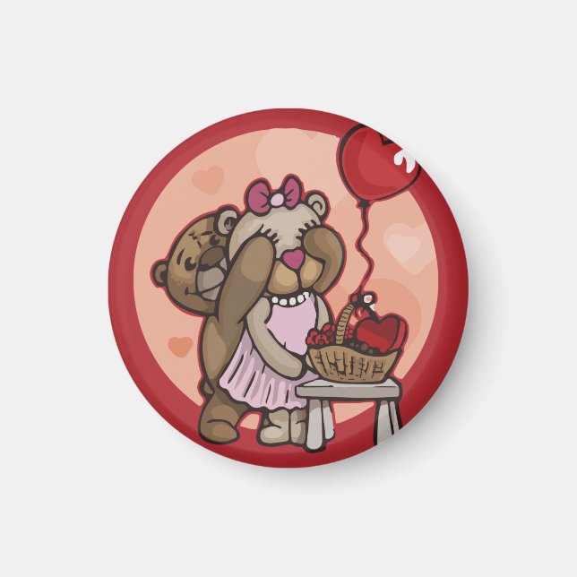 Cute tedy-paret i rött magnet (Framsidan)