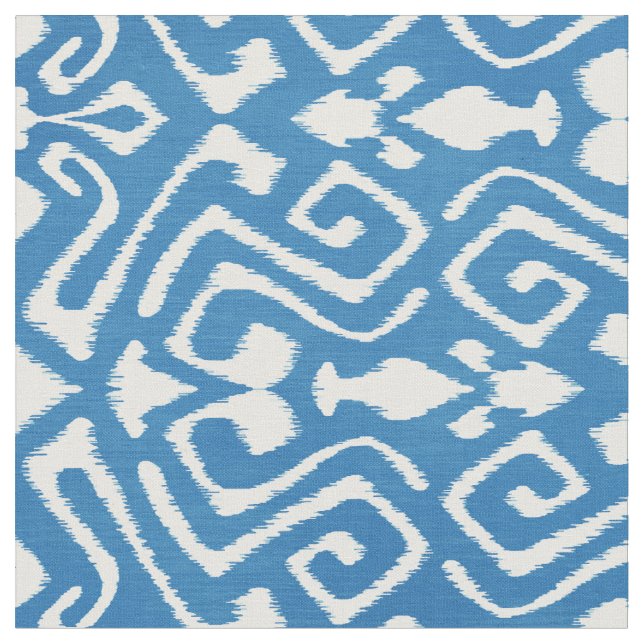Cute teed blue ikat tribal mönster tyg (Närbild)