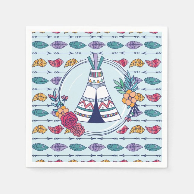 Cute Teepee Boho Tribal Pappersservett (Framsidan)