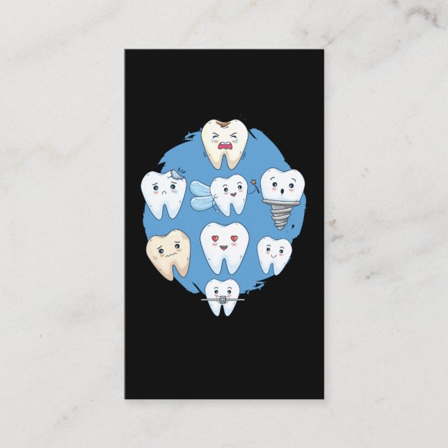 Cute Teeth Dentist Orthodontist Dental Assistant Visitkort (Framsida)