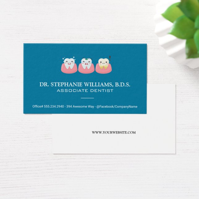 Cute Teeth-Logotypen Visitkort (Skivbord)