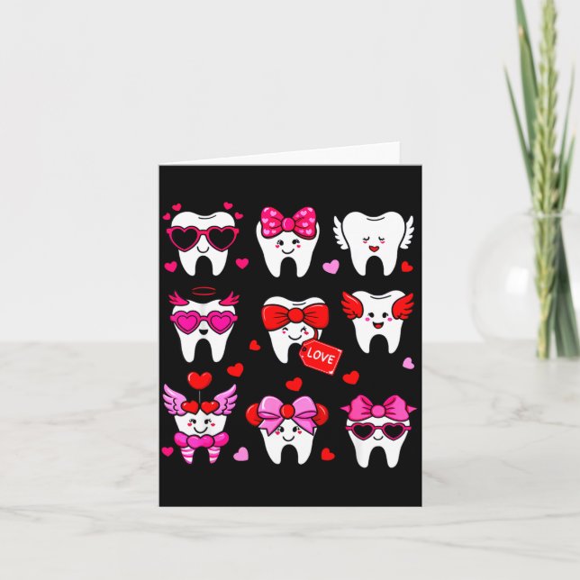 Cute Teeth Love Valentine's Day Dental  Kort (Framsida)