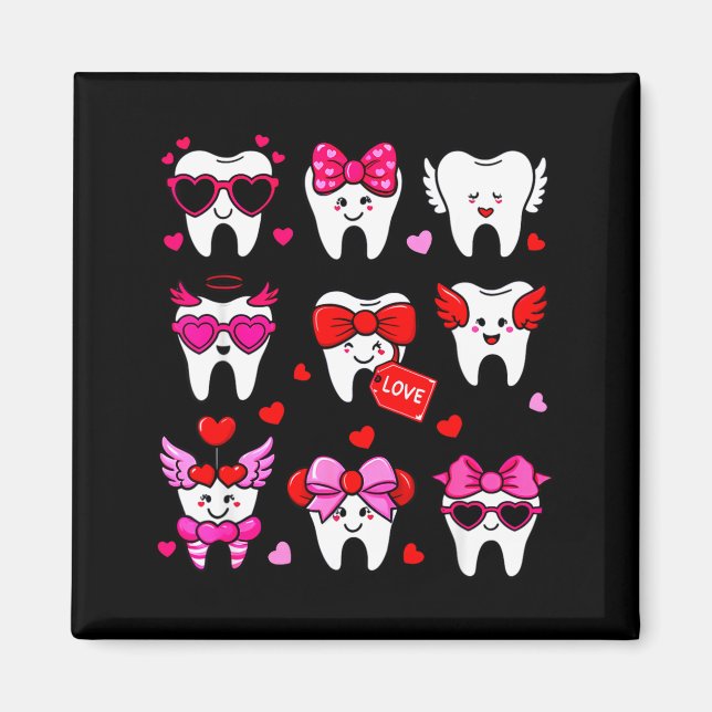 Cute Teeth Love Valentine's Day Dental  Magnet (Framsidan)