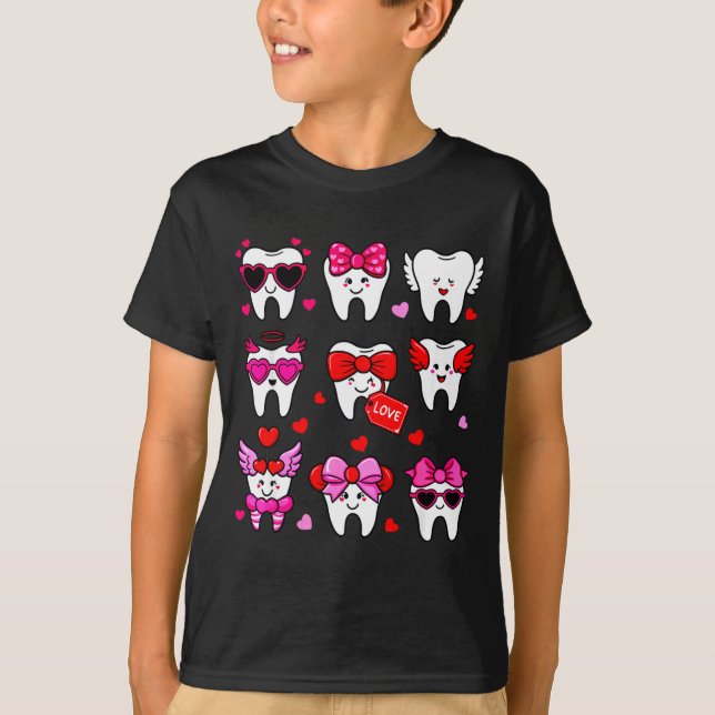 Cute Teeth Love Valentine's Day Dental  T Shirt (Framsida)