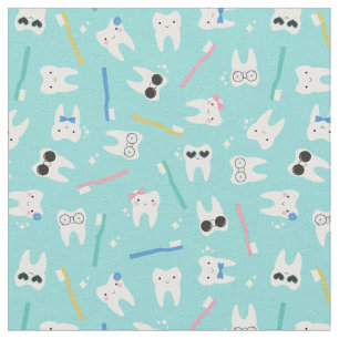 Cute Teeth Pediatriska Tandvård-turkos Mönster Tyg