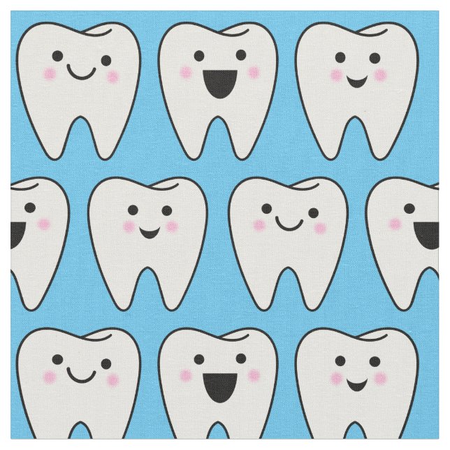 Cute Teeth Tooth Fairy Dentist Dental Blue Tyg (Närbild)