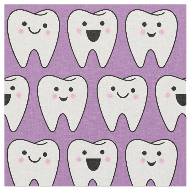 Cute Teeth Tooth Fairy Dentist Dental Lila Tyg (Närbild)