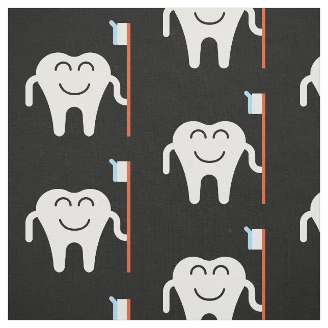 Cute Teeth Toothbrush Mönster Tyg (Provkarta)