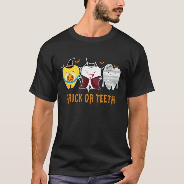 Cute Teeth Trick eller Teeth Funny Dental Hallowee T Shirt (Framsida)