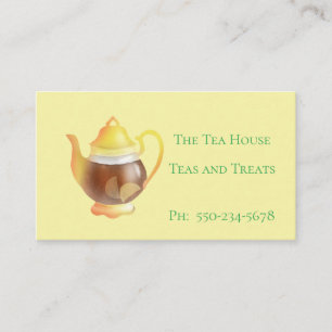 Cute Tekanna med Affärskortet Lemons Tea Room Visitkort