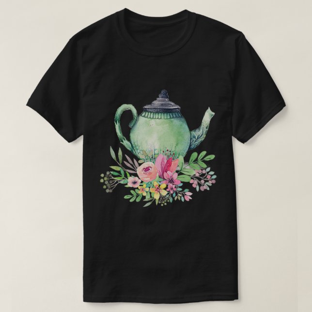 Cute tekanna t vackra blommor t blommigt t t shirt (Design framsida)