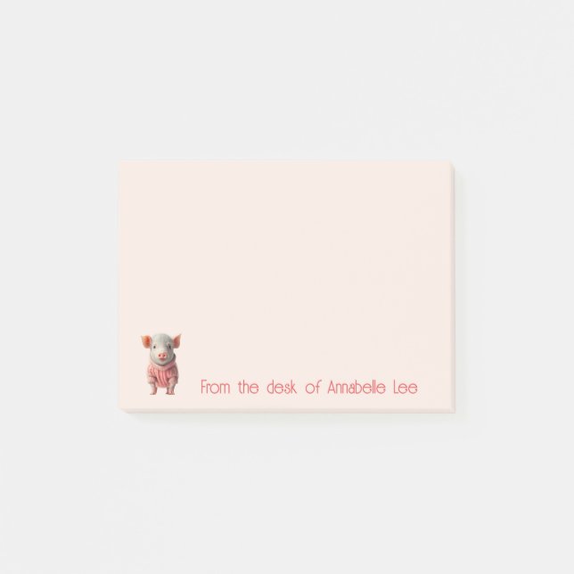 Cute Tekopp Piggy Personalize Post-it Notes Block (Framsida)