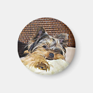 Cute Tekopp Yorkie Yorkshire Terrier Digital Art Magnet