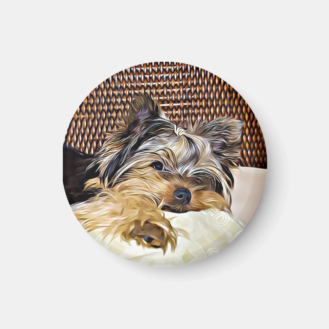 Cute Tekopp Yorkie Yorkshire Terrier Digital Art Magnet (Framsidan)