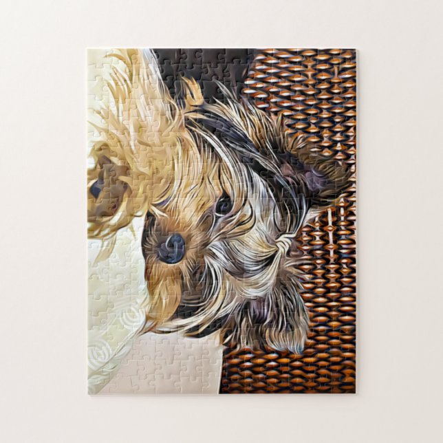 Cute Tekopp Yorkie Yorkshire Terrier Digital Art Pussel (Vertikal)
