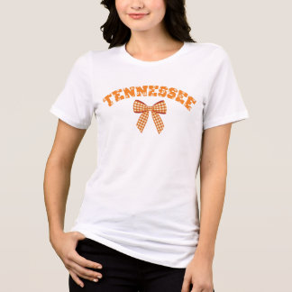 Cute Tennessee Orange Women Girls Kids Bow Checker T Shirt