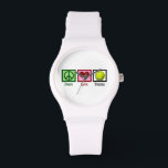 Cute Tennis Armbandsur<br><div class="desc">Peace Kärlek Tennis. Ett söt fredstecken,  hjärta och en söt tennis boll.</div>