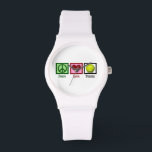 Cute Tennis Armbandsur<br><div class="desc">Peace Kärlek Tennis. Ett söt fredstecken, hjärta och en söt tennis boll.</div>