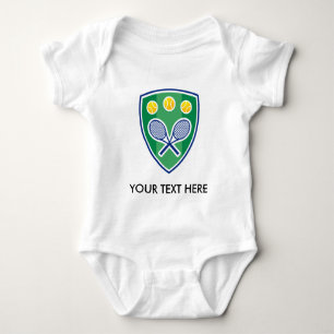 Cute tennis baby-kroppsdräkt. Lägg till namn eller Tröja