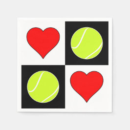 Cute Tennis Bollar & Hearts Tennis Party Napkins Pappersservett