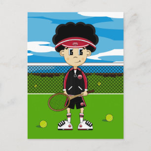 Cute Tennis Boy Postcard Vykort