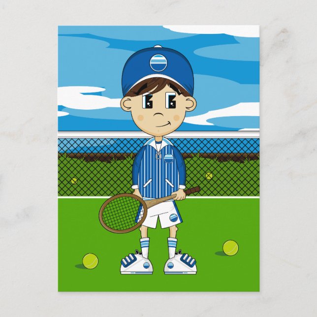 Cute Tennis Boy Postcard Vykort (Framsida)