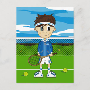 Cute Tennis Boy Postcard Vykort