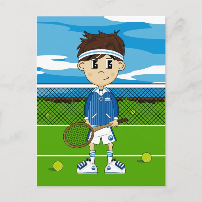 Cute Tennis Boy Postcard Vykort (Framsida)