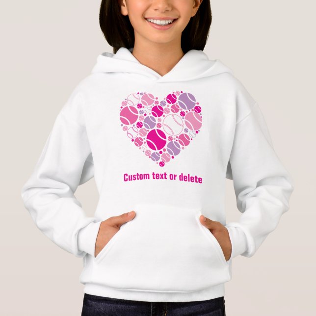 💜 🤍 ❤ Cute tennis    eartHoodie T Shirt (Framsida)