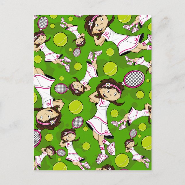 Cute Tennis Girl Card Vykort (Framsida)