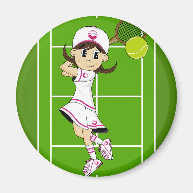 Cute Tennis Girl Magnet (Framsidan)