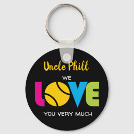 Cute Tennis KÄRLEK - anpassningsbar text Round Key Nyckelring