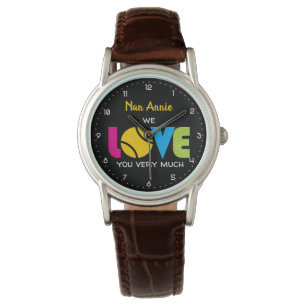 Cute Tennis KÄRLEK - anpassningsbar Text Watch Armbandsur