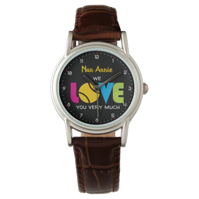 Cute Tennis KÄRLEK - anpassningsbar Text Watch Armbandsur (Framsida)