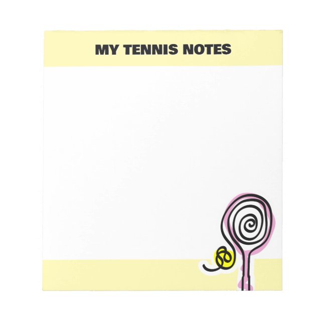 Cute tennis notepad with quirky racket drawing anteckningsblock (Framsida)