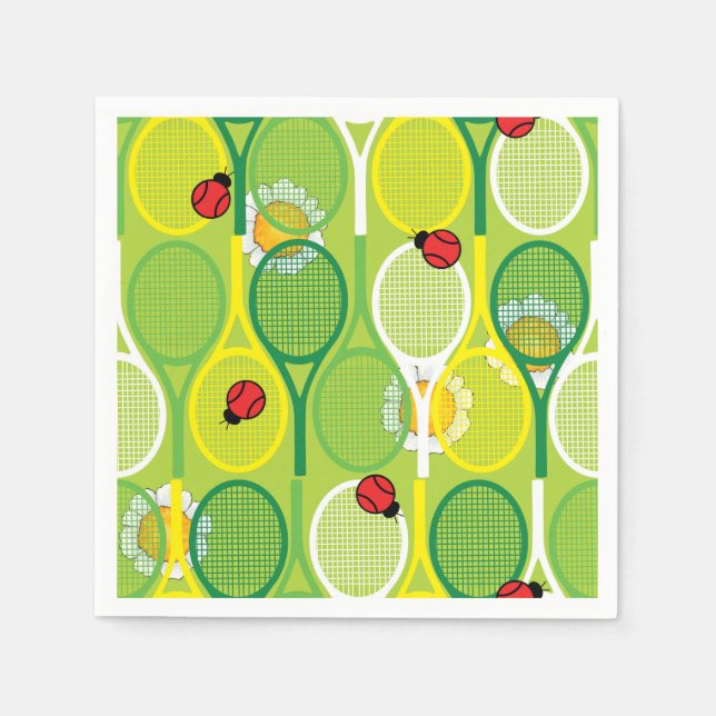 Cute tennisracketar med ladyfåglar pappersservett (Framsidan)