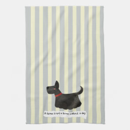Cute Terrier blue och kräm stripe Kökshandduk