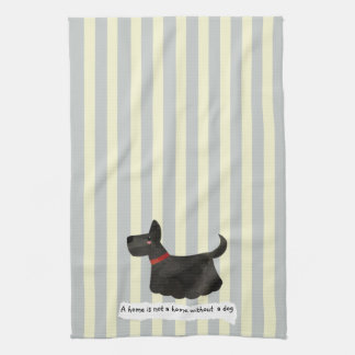 Cute Terrier blue och kräm stripe Kökshandduk