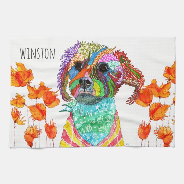 Cute Terrier Mixed Kitchen Towel Kökshandduk (Horisontell)