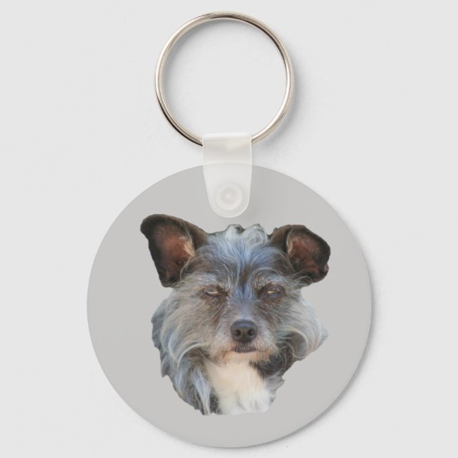 Cute Terrier Mixed Rase Mutt Hund Keychain Nyckelring (Framsida)