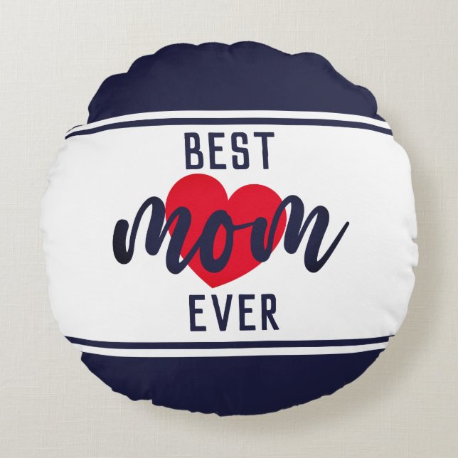 Cute Text bäst Mamma någonsin med hjärta Rund Kudde (Framsidan)