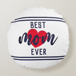 Cute Text bäst Mamma någonsin med hjärta Rund Kudde