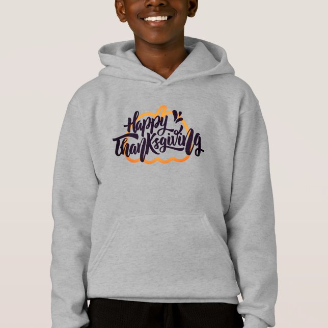 Cute Text om pumpkin för Thanksgiving Hoodie T Shirt (Framsida)