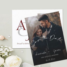 Cute Text Overlay Monogram 2 Photo Bröllop Meddelande Vykort