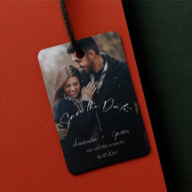 Cute Text Overlay Two Photo Bröllop spara datum