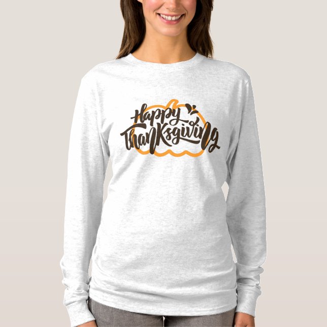 Cute Text på pumpa för Thanksgiving T Shirt (Framsida)